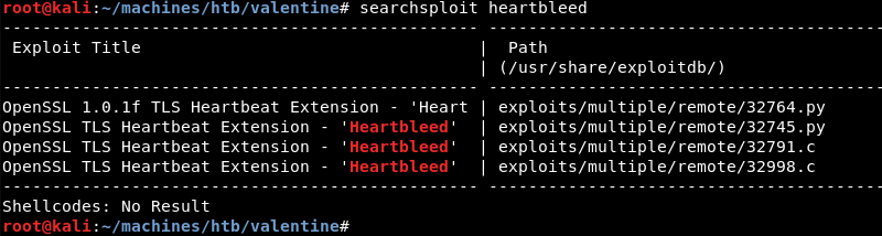 “Searchsploit Heartbleed”