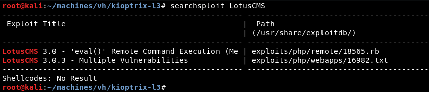 “Searchsploit LotusCMS”