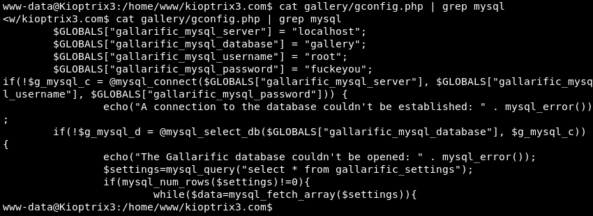 “Cat Gconfig.php MySQL”