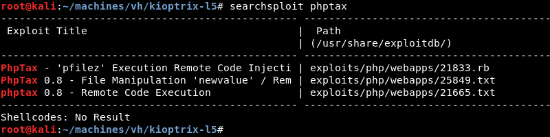 “Searchsploit Phptax”